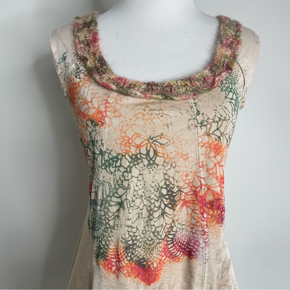 Vintage Free People FP Bohemian Floral Flowy Swingy Tank Top Crochet Knit Neck - Picture 4 of 16